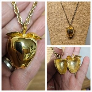 Gold-plated Apple Locket Pendant Necklace
